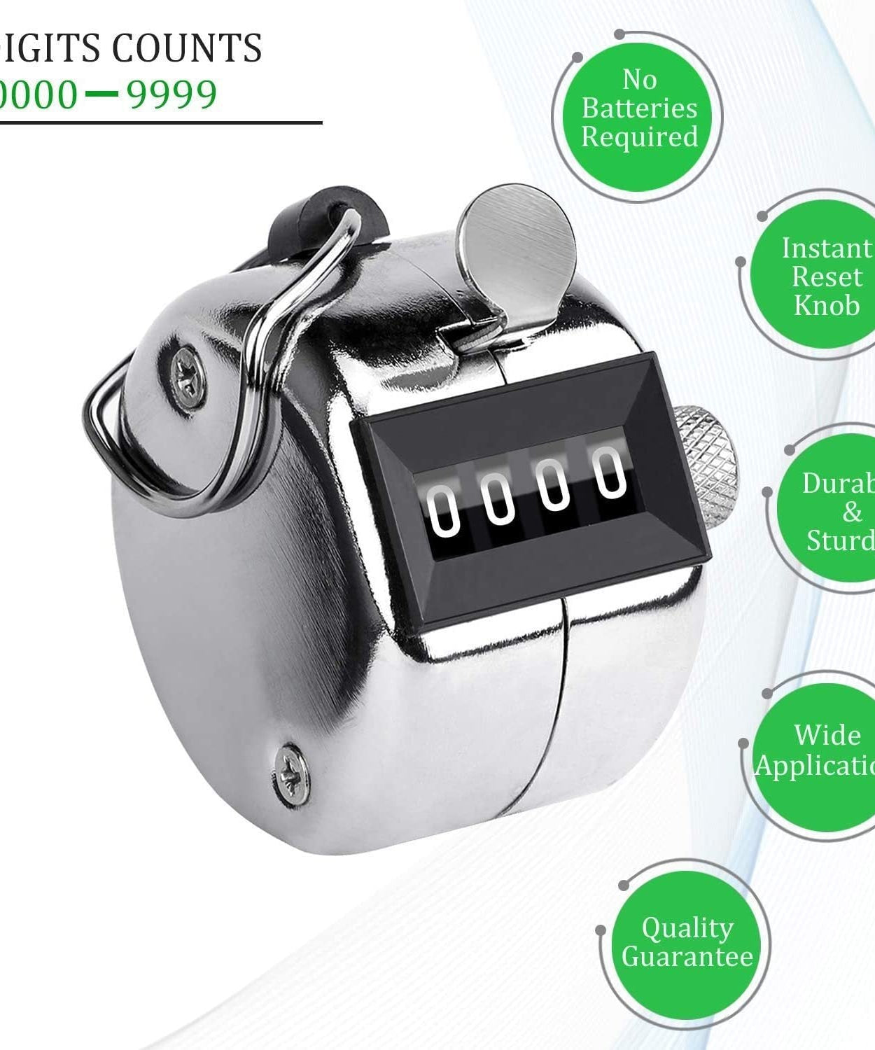Manual tally counter with four-digit counter display