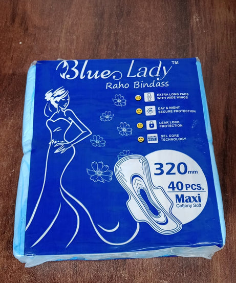 Blue Lady Extra Long Pads With Wides Wings Sanitary Pads – 320 mm, 40-Pack
