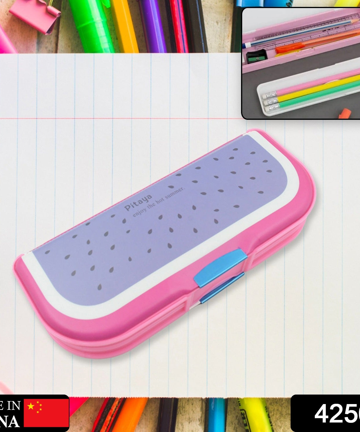 Colorful cartoon pencil case with 2 compartments