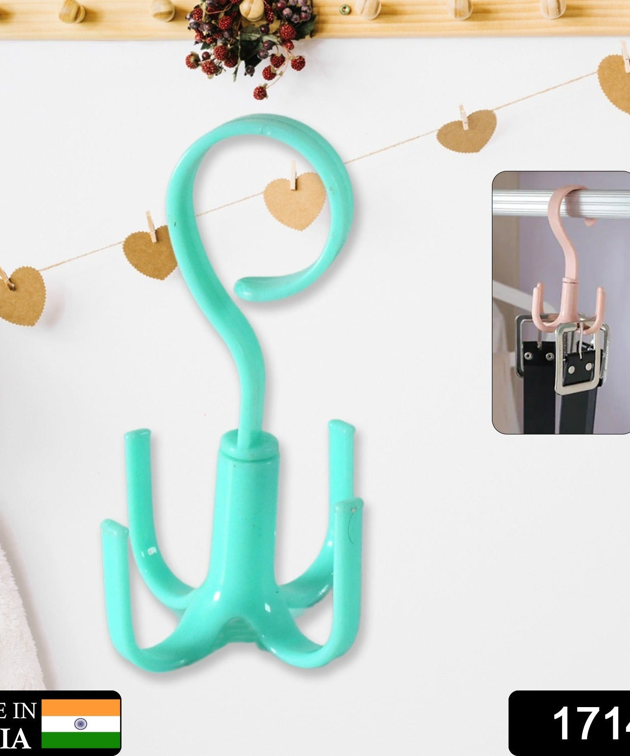 Rotatable handbag hanger with 4 claws.