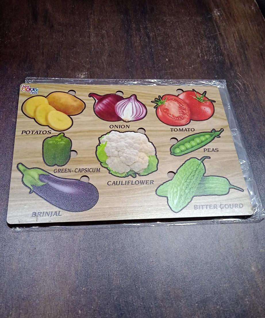 Wooden Vegetable Puzzle Learning Educational Board (1 Set / 28×20 Cm)