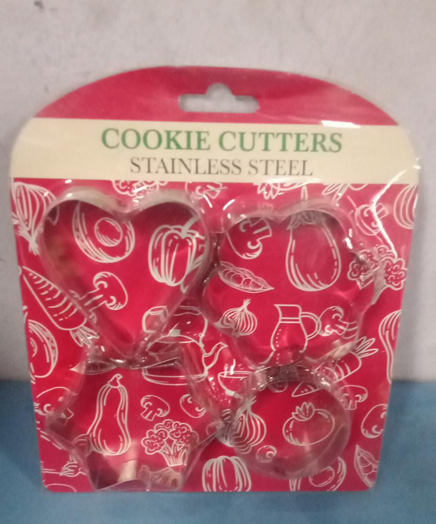 0827 Cookie Cutter Stainless Steel Cookie Cutter with Shape Heart Round Star and Flower (4 Pieces)