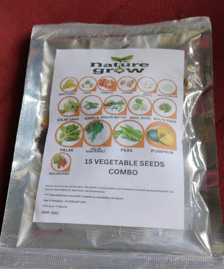 15 Varieties of Vegetable Seeds Combo (1 Pkt. / 15 Varieties)