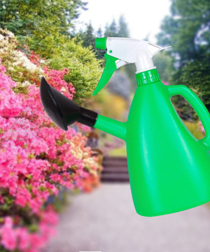 2-in-1 watering can with hand-triggered sprayer.