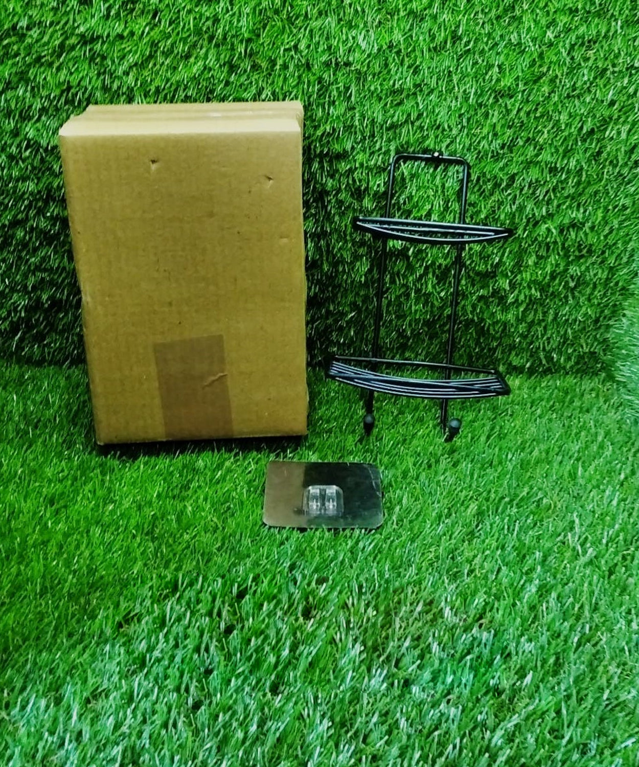 High-quality stainless steel soap rack with two layers for bathroom use.