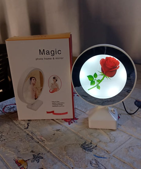 Plastic 2 in 1 Mirror Come Photo Frame with Led Light