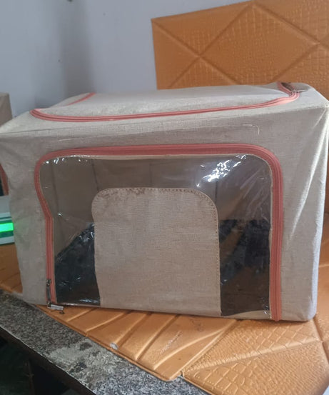 Zippered Closet Storage Box with Lid, With Window (Mix Design & Size / 1 Pc)