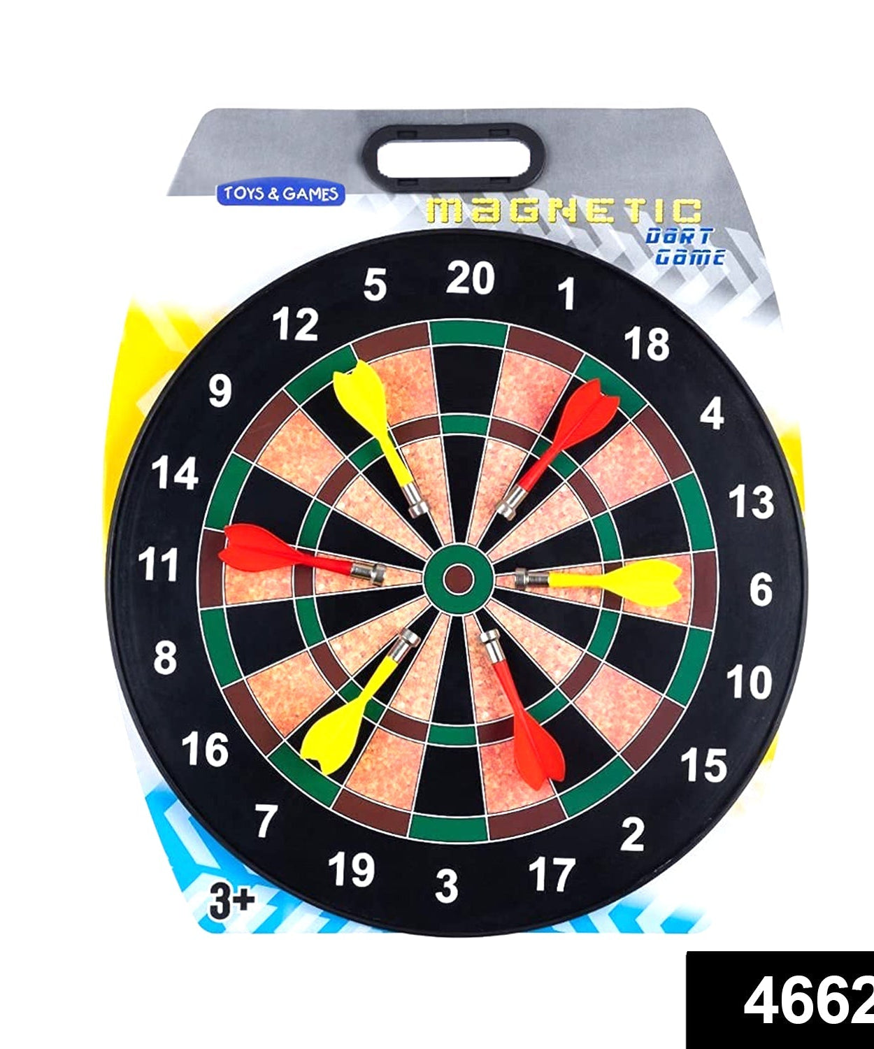 Portable magnetic dartboard with included darts for easy play