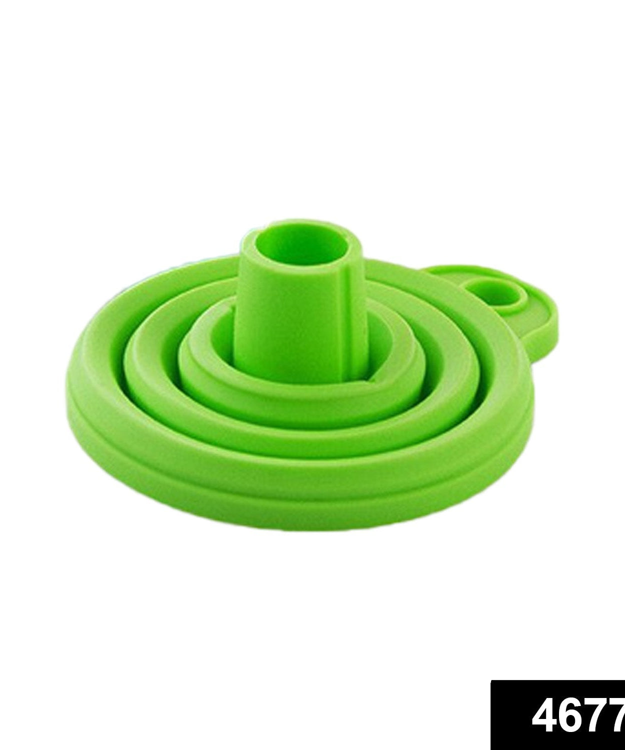 Flexible silicone funnel for kitchen use.