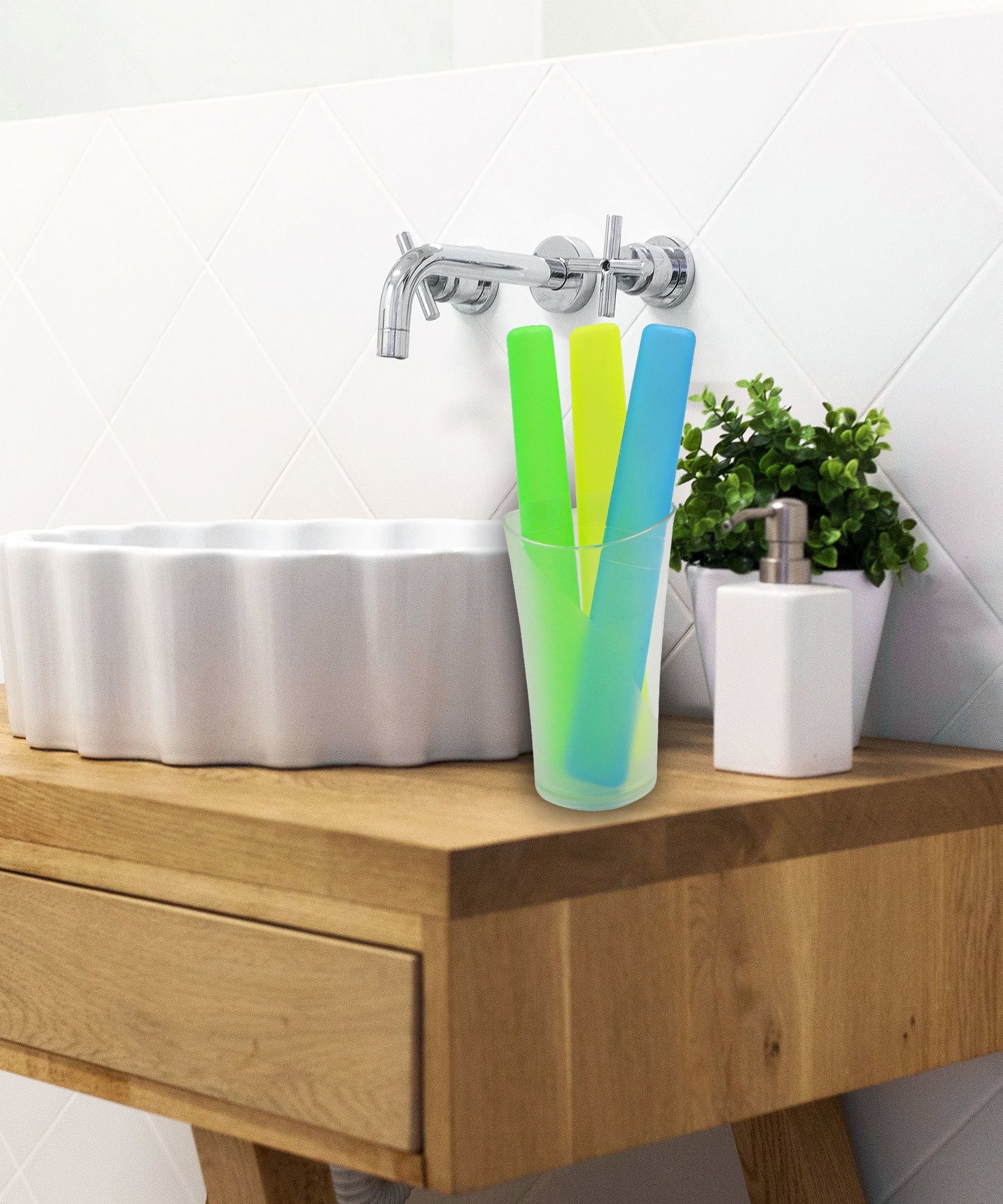 Pack of four toothbrush holders.