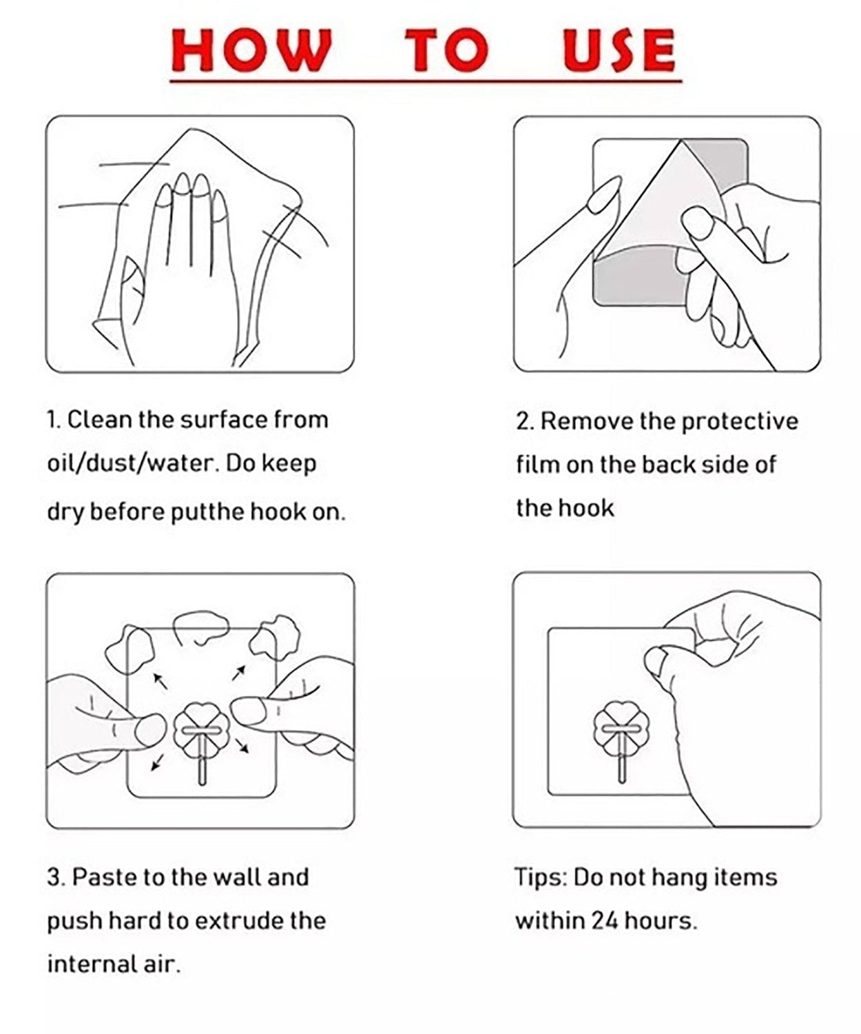 Adhesive wall hooks made of stainless steel for easy mounting