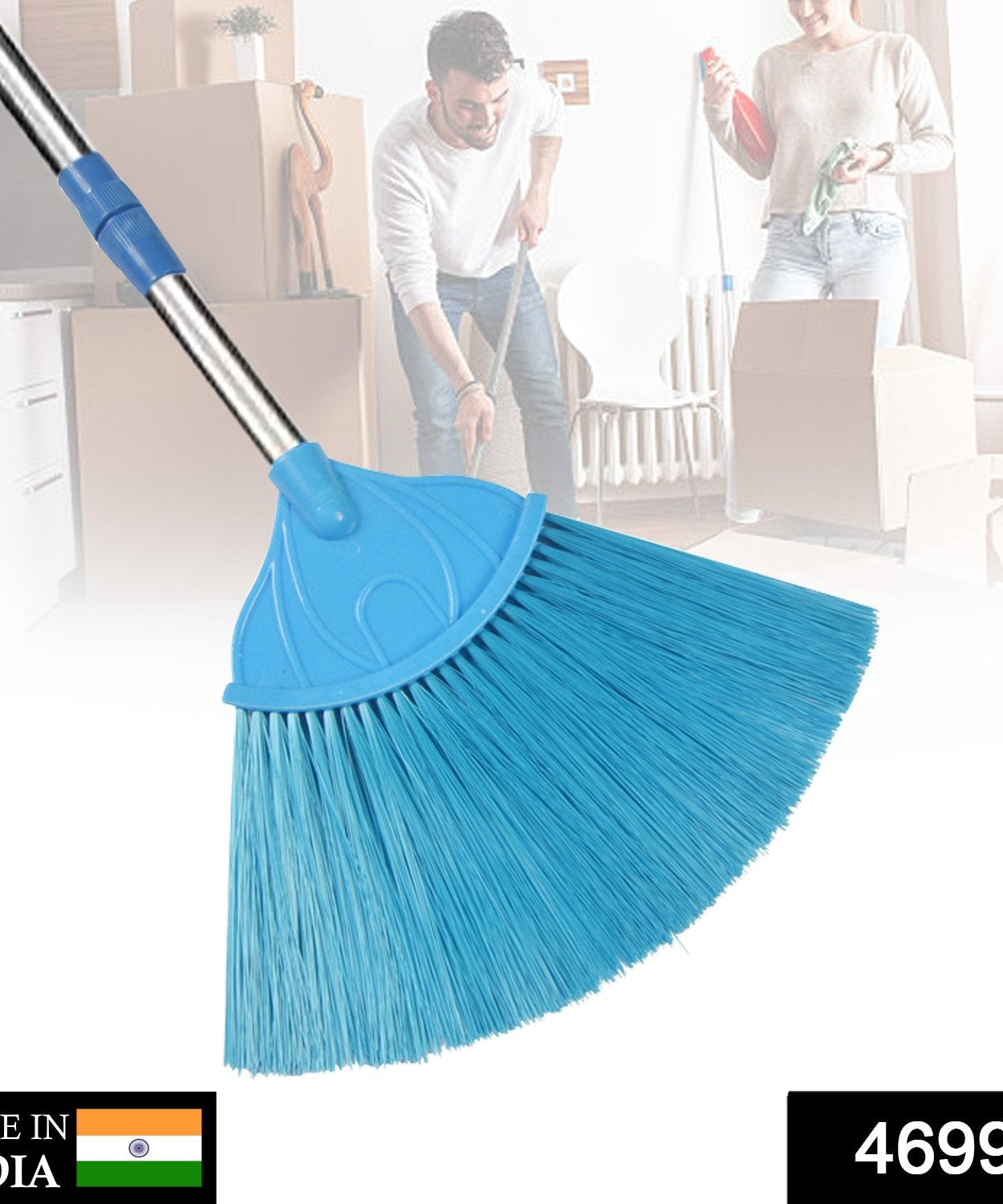 Broom head close-up with extendable rod