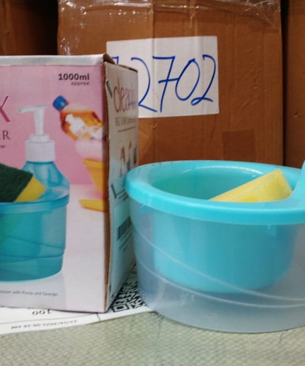 2-in-1 Double Layer Liquid Soap Dispenser with Pump & Sponge – Practical Kitchen & Hotel Sink Soap Pump Bottle (Rectangle)