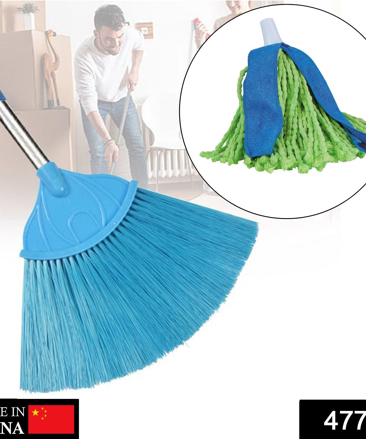 Effective ceiling broom fan for removing dust from high surfaces and floors.