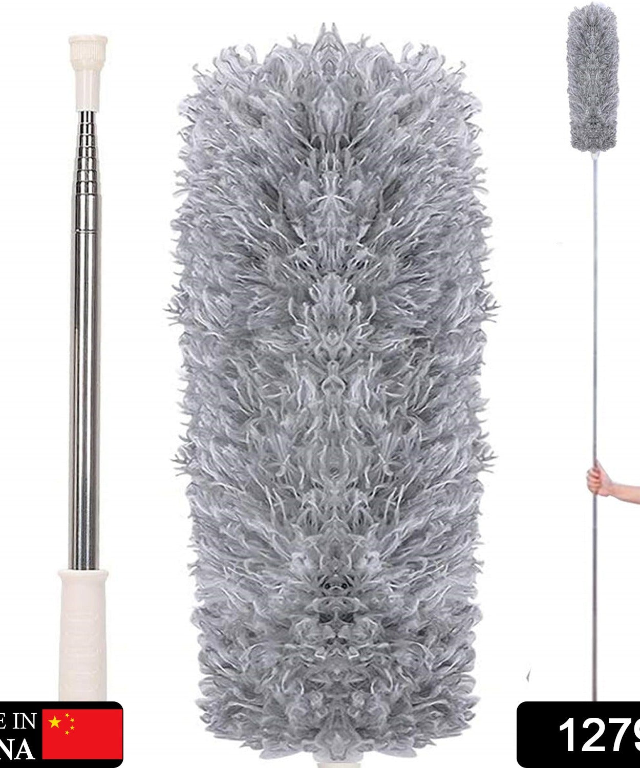 Microfiber Dusters for Cleaning, Telescoping Feather Duster with 100 inches Extendable Handle Pole, Dusting Cleaning Tools for Cleaning High Ceiling, Ceiling Fan, Blinds, Cobwebs, Furniture, Cars