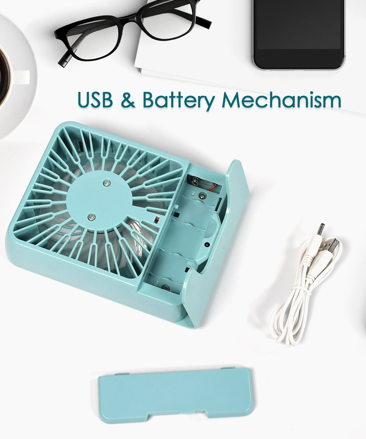 Portable Desk Fan – Big Table Fan with 3-Speed Settings for Office, School & Home (Battery Not Included)