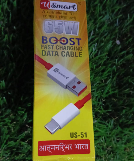 Type C data cable Fast Charging Data Cable (1000 MM / 65W / 1 Pc)