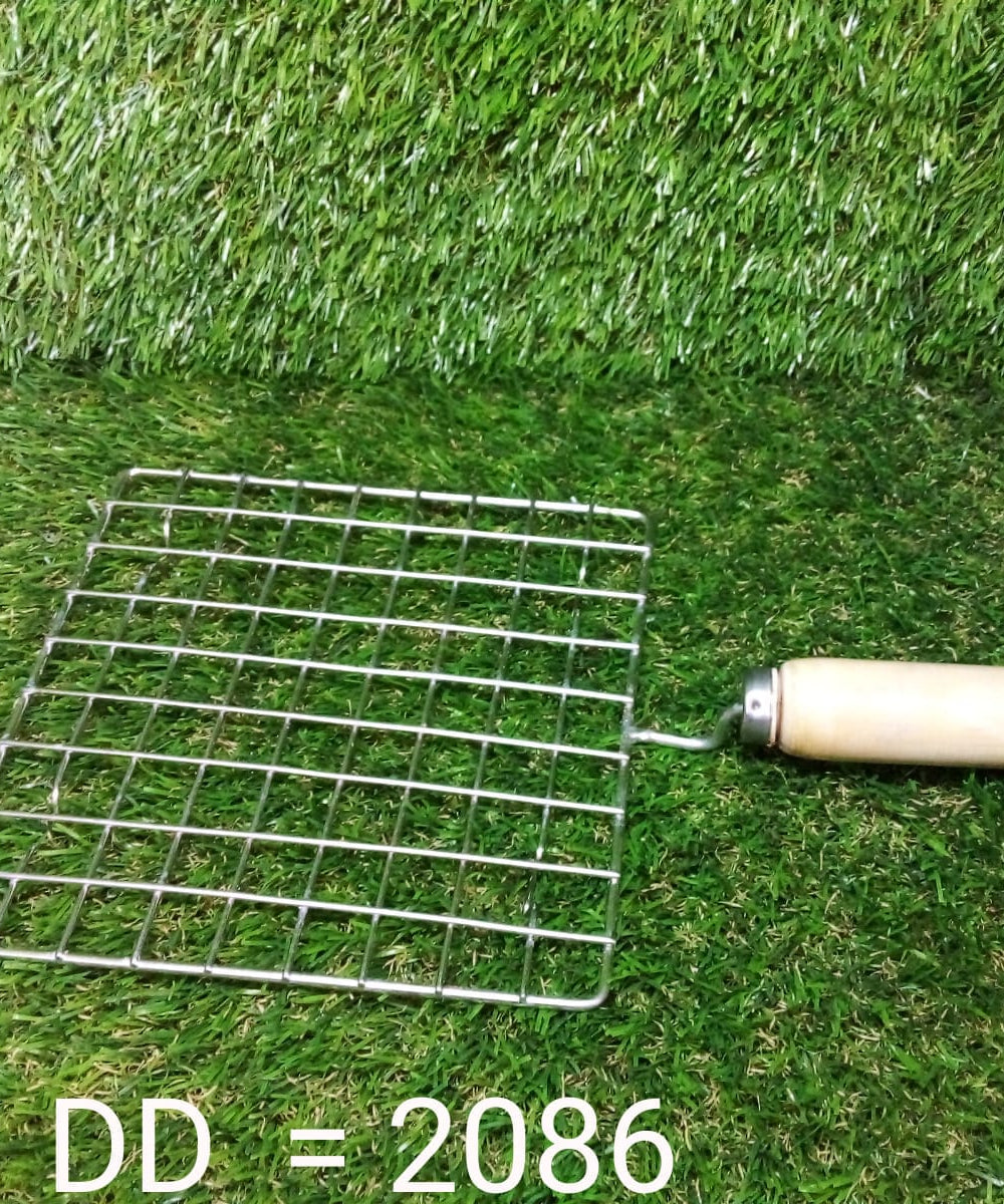 Square stainless steel roaster with handle, ideal for grilling.