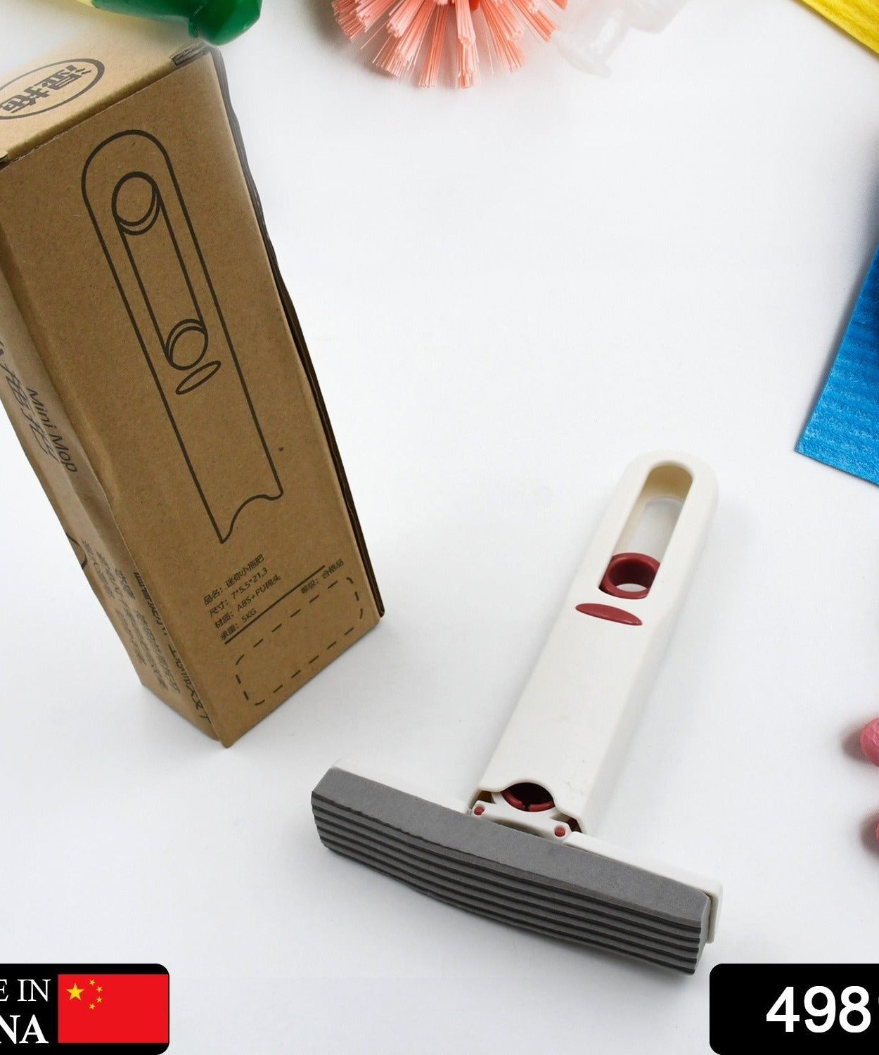 Portable Self-Squeeze Short Mop, Mini Hand Wash-Free Strong Absorbent Mop with 1 Cotton Head, Cleaning Sponge For Bathroom Kitchens Table