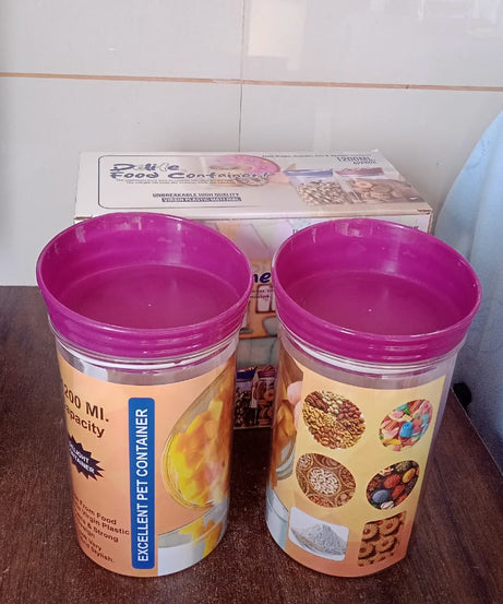 Plastic Premium Quality Kitchen Food Containers Set (1200ml Approx, Set Of 2 Pc)