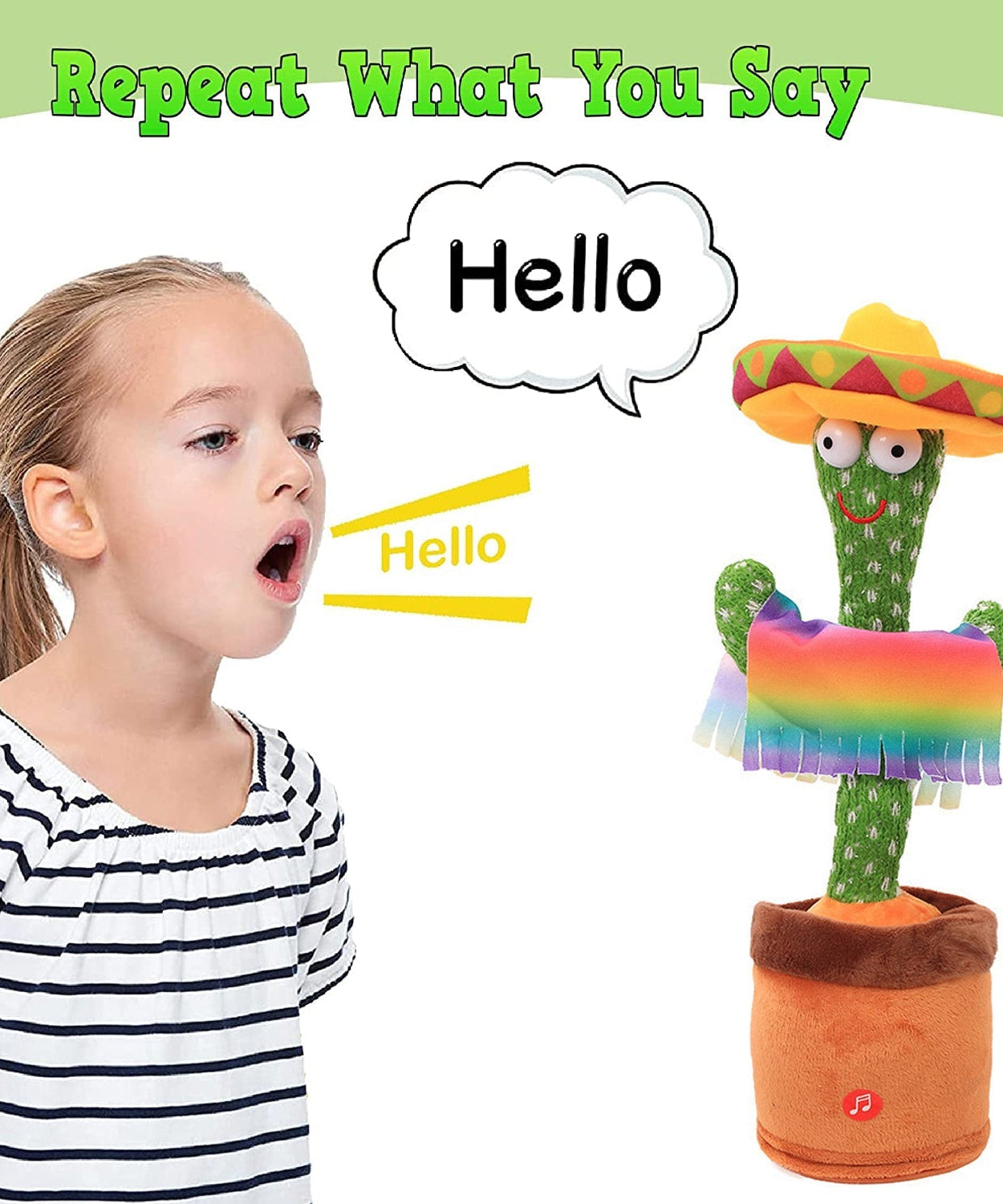 Cute cactus toy with vibrant colors and sound effects