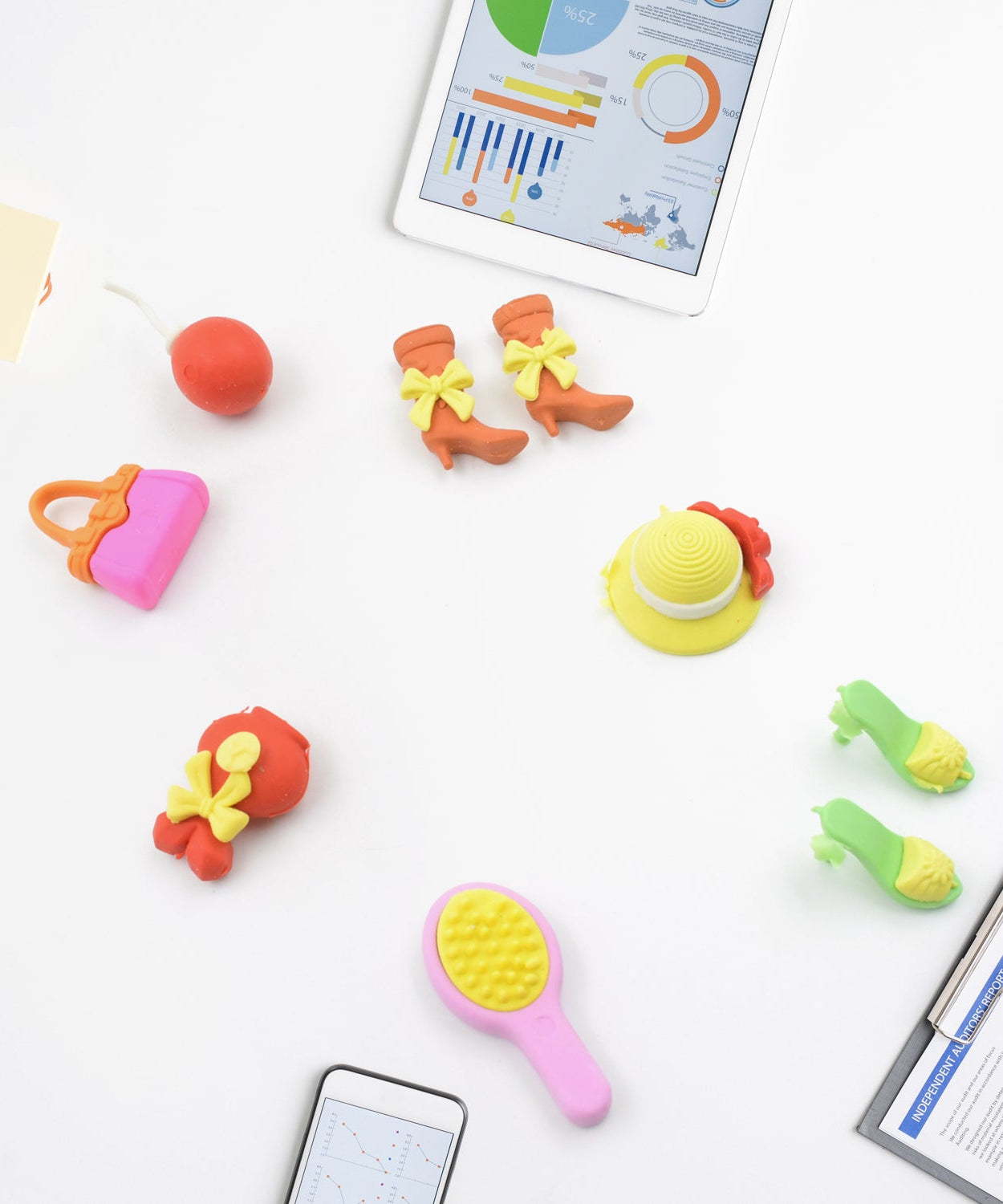 Fancy & Stylish Mini Erasers for Kids (9 Pc Set) - Fun Designs, Party Favors