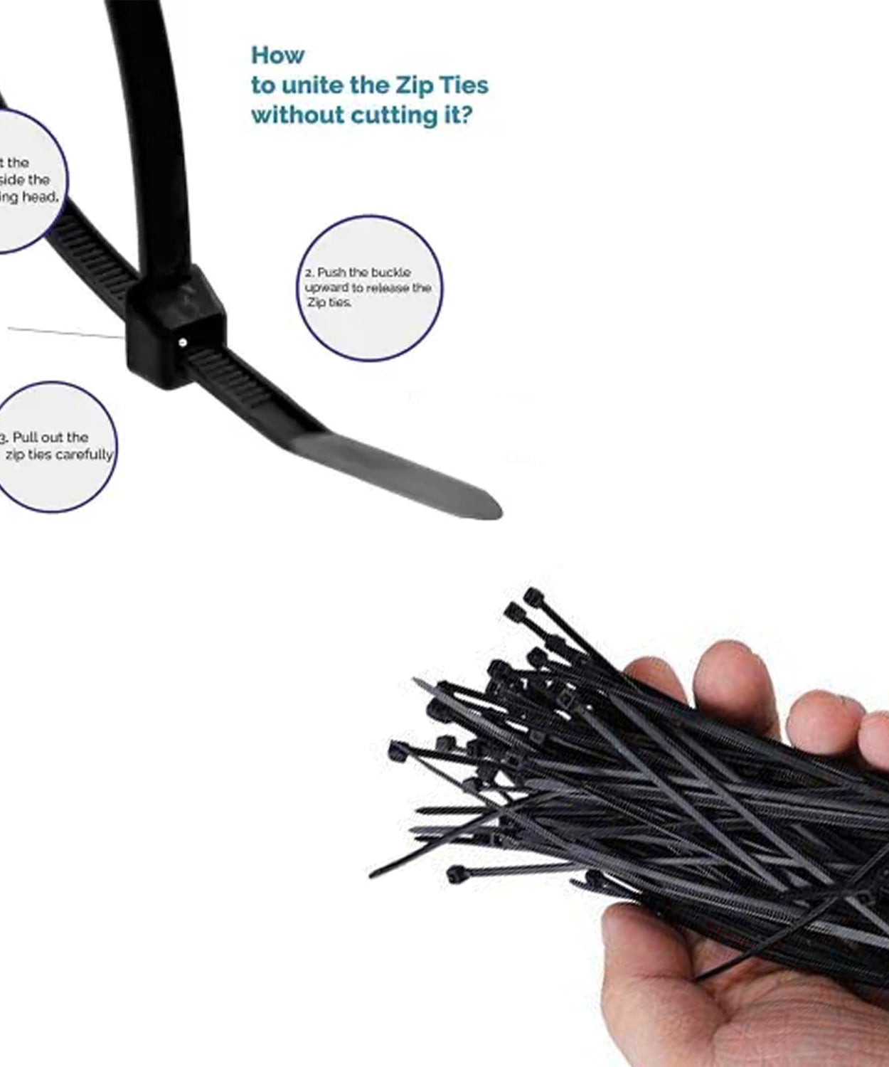 4-inch self-locking cable ties, black, pack of 100