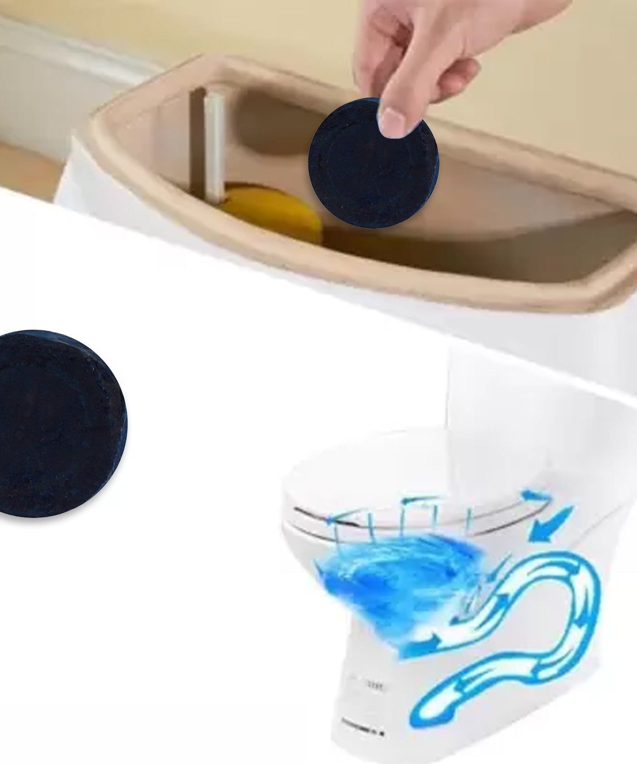 Toilet cleaner flush tab in ocean blue, 100 grams