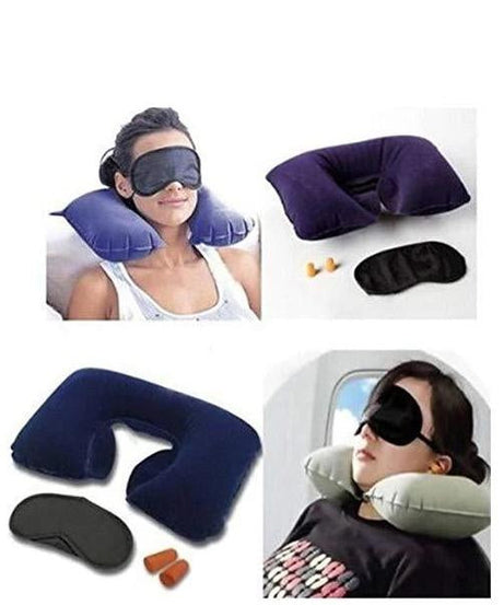 Air travel pillow, ear buds, and eye mask set.