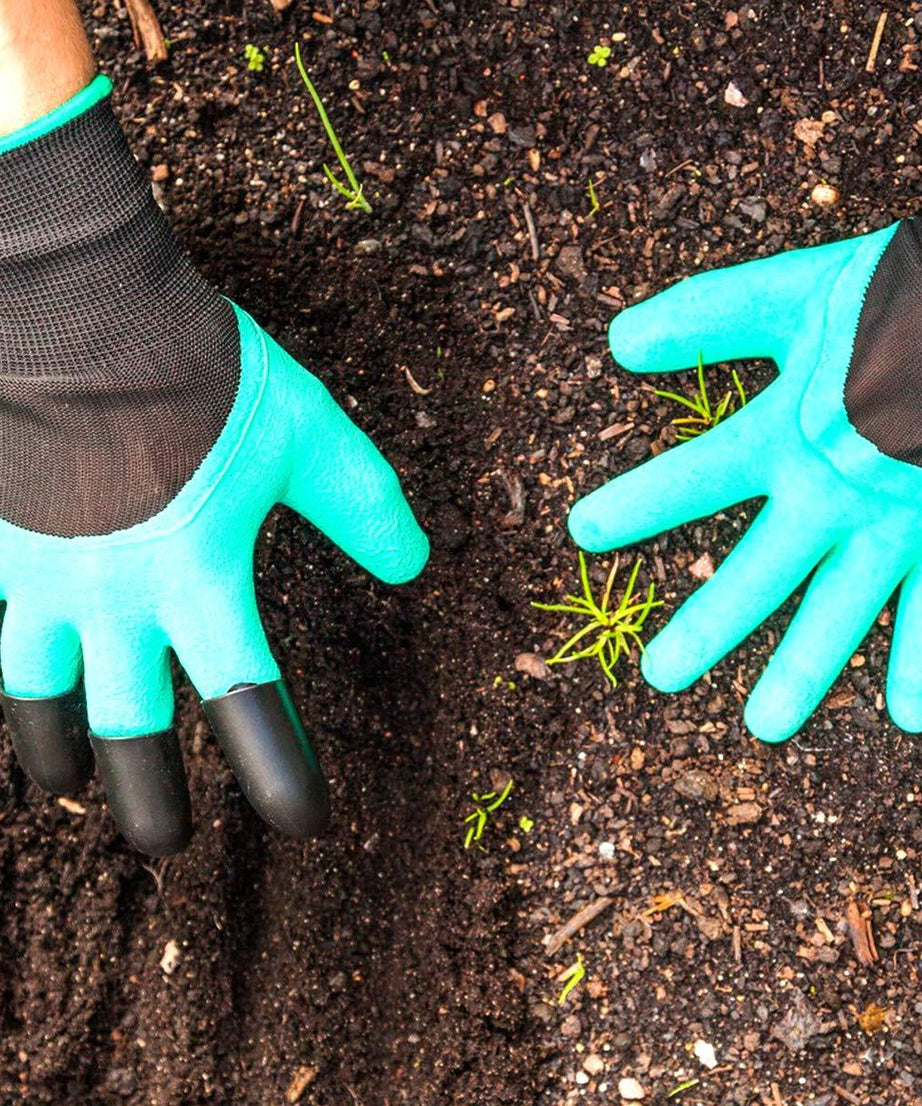 Gardening gloves with colorful patterns.