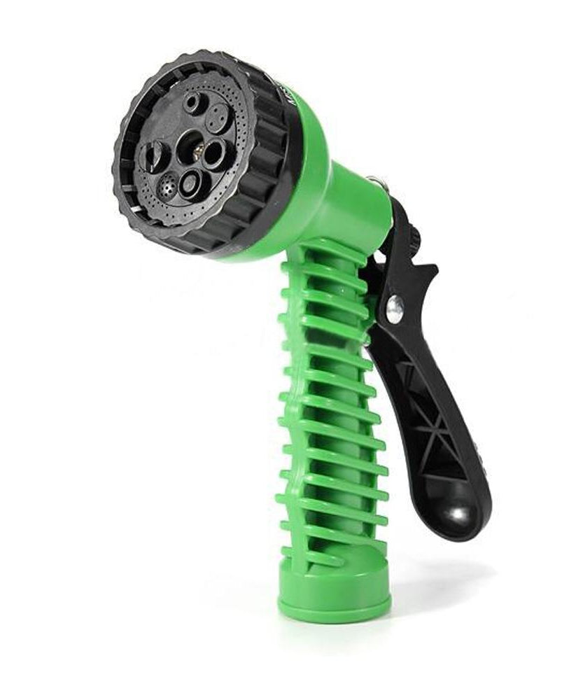 Garden hose nozzle with spray gun connector.