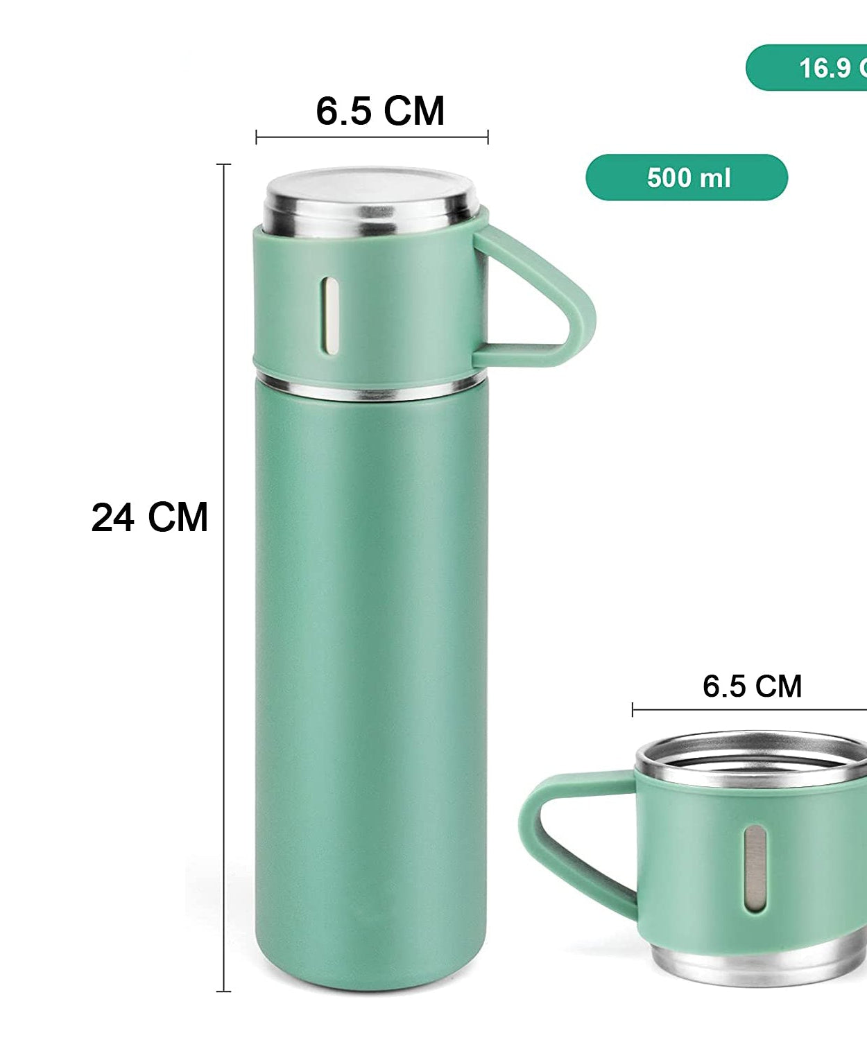 Customized Stainless Steel Vacuum Flask Set with 3 Cups – 500ML | Personalized Name Bottle Gift Combo for Boyfriend, Girlfriend, Employee