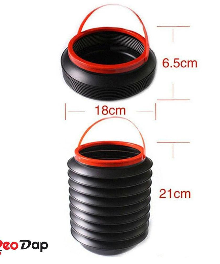 Compact and foldable car trash can with storage features.