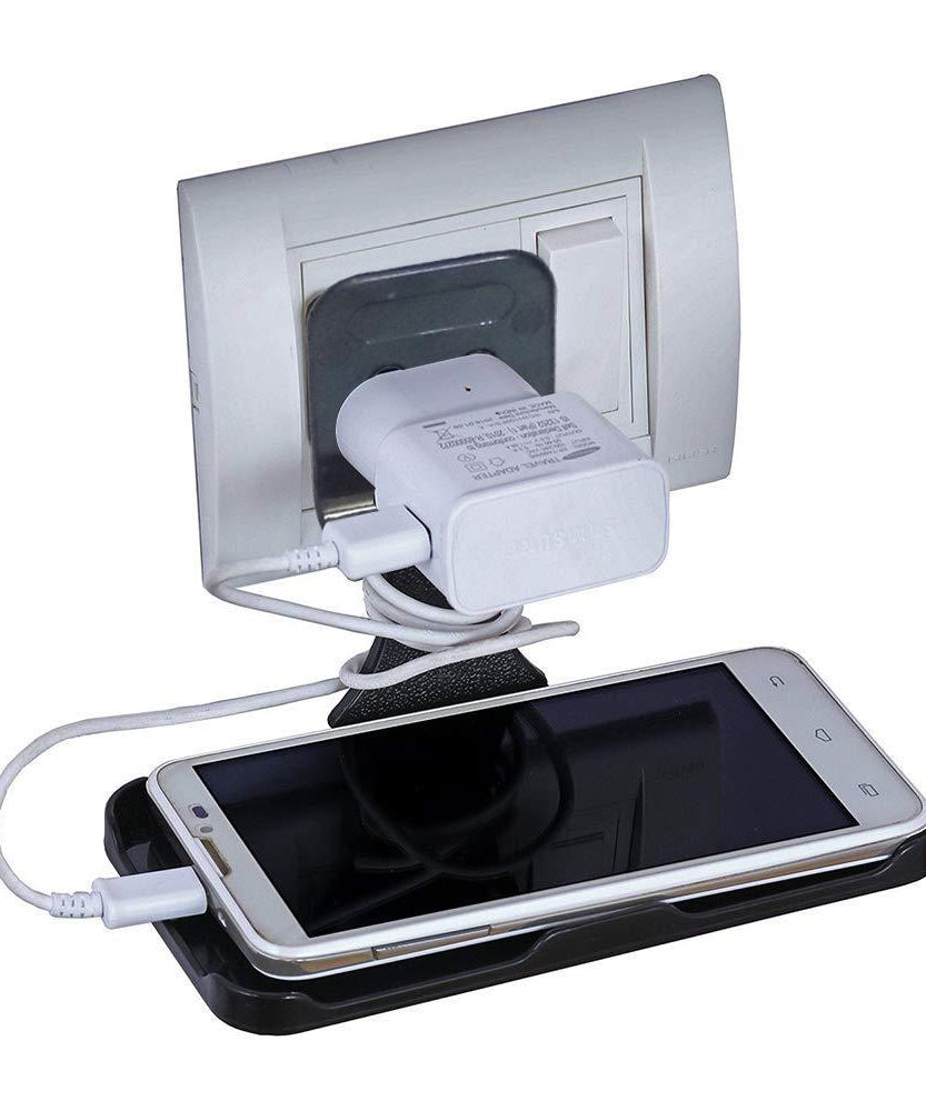 Stylish wall holder for charging mobile devices.