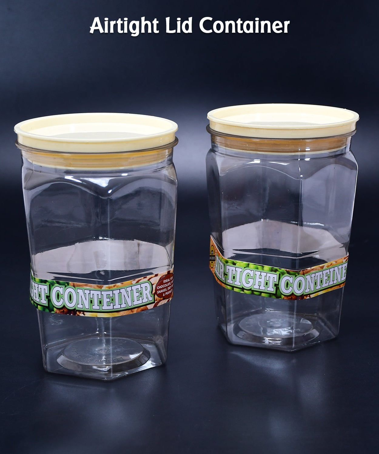 Stackable airtight jars for cereals or snacks.