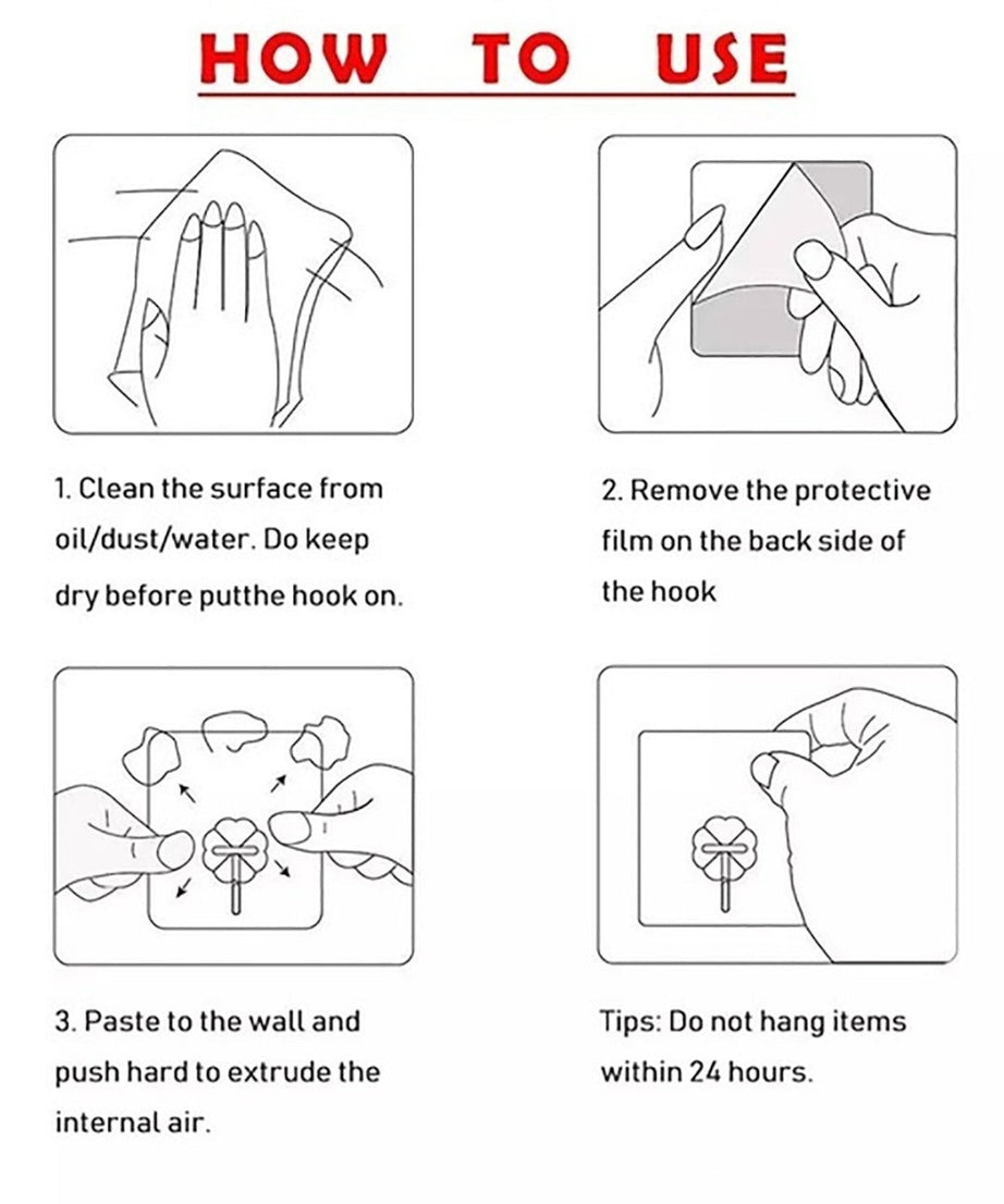 Strong adhesive wall hooks, small stainless steel, 100 pcs