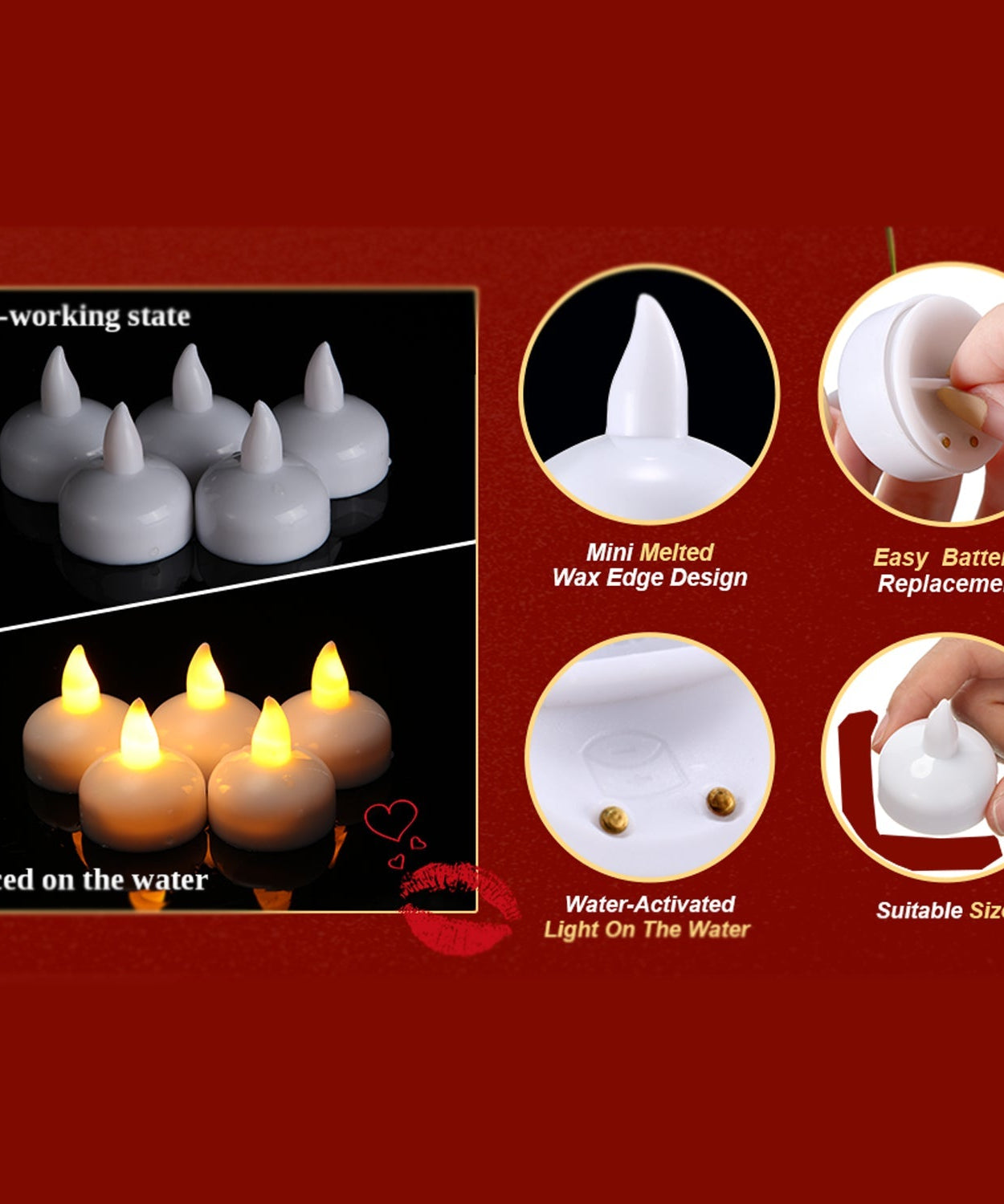 Floating candles in transparent box for weddings