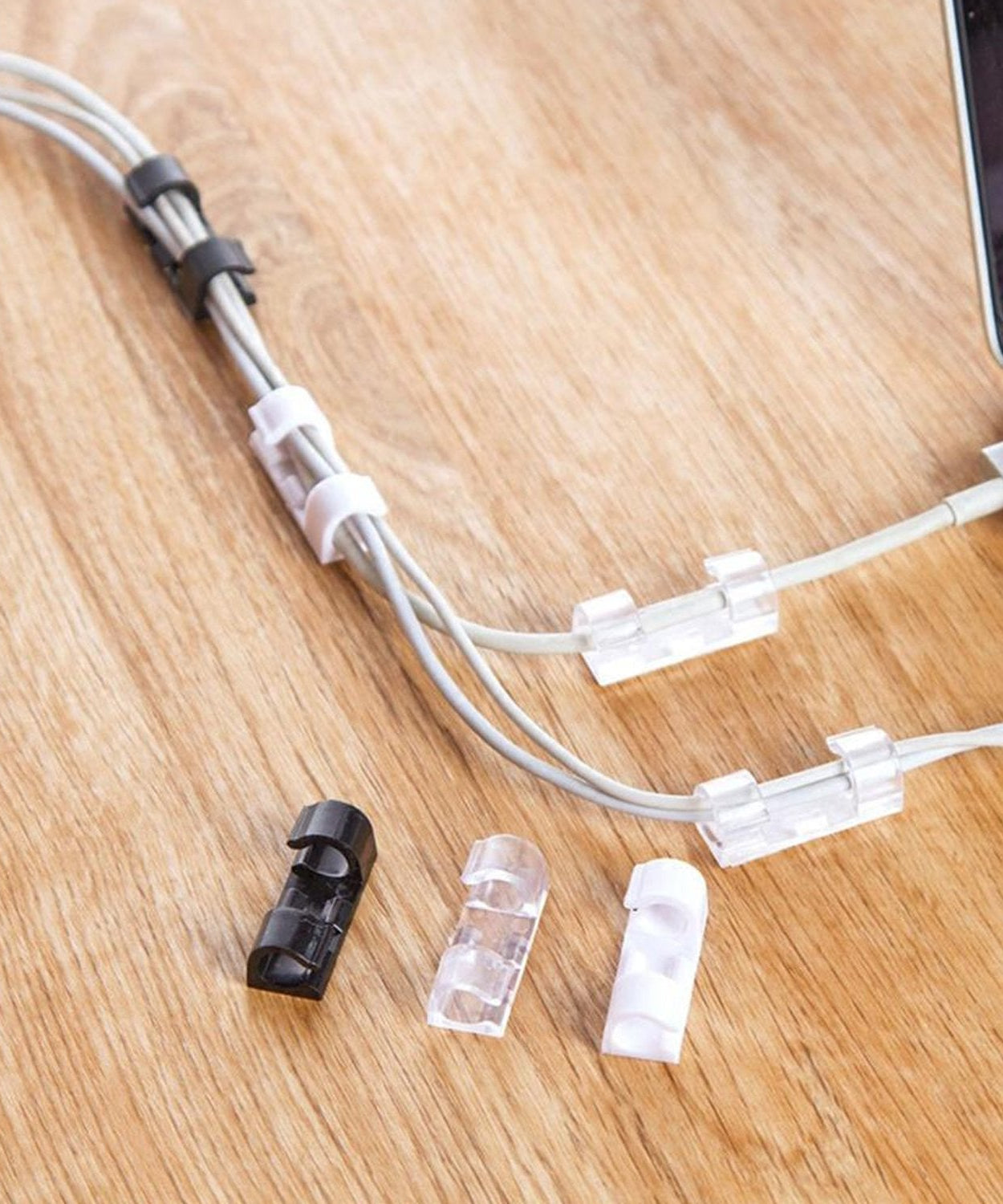 Self-adhesive cable cord clips