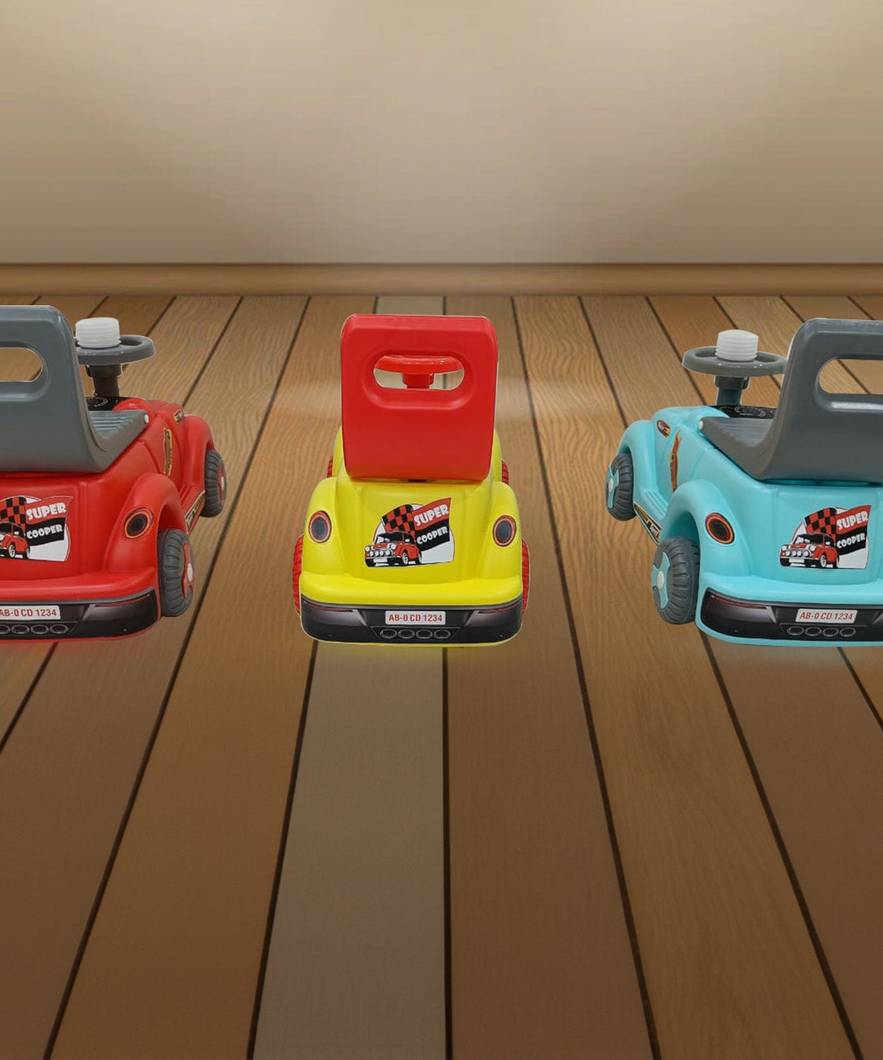 Musical push car for babies with backrest