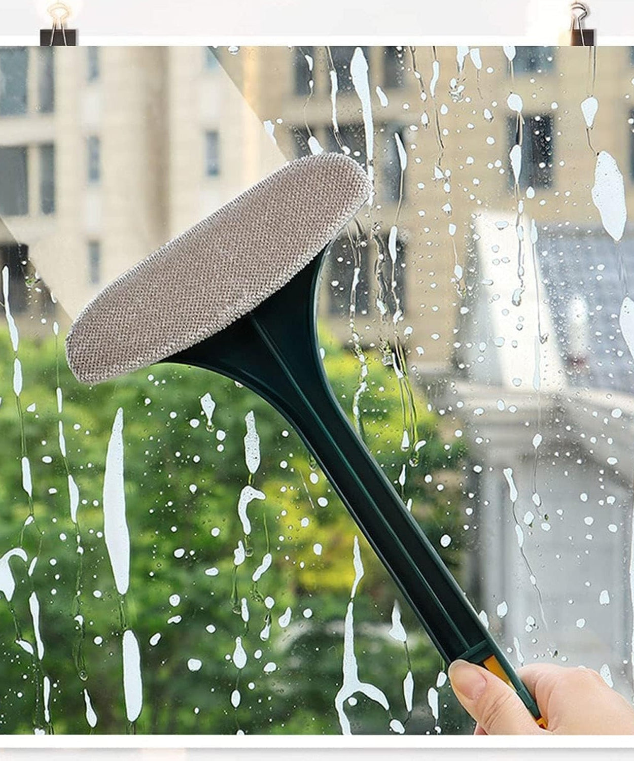 2-in-1 Mesh Cleaning Brush & Wiper with Extended Handle – Window Cleaner (1 Pc)