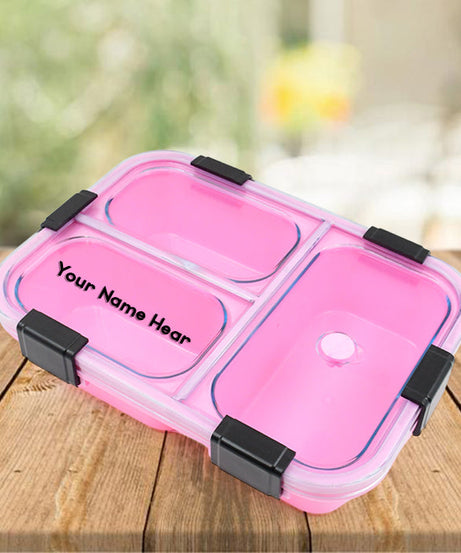 Customized Plastic 3 Compartment Insulated Lunch Box, Lunch Box (1 Pc)