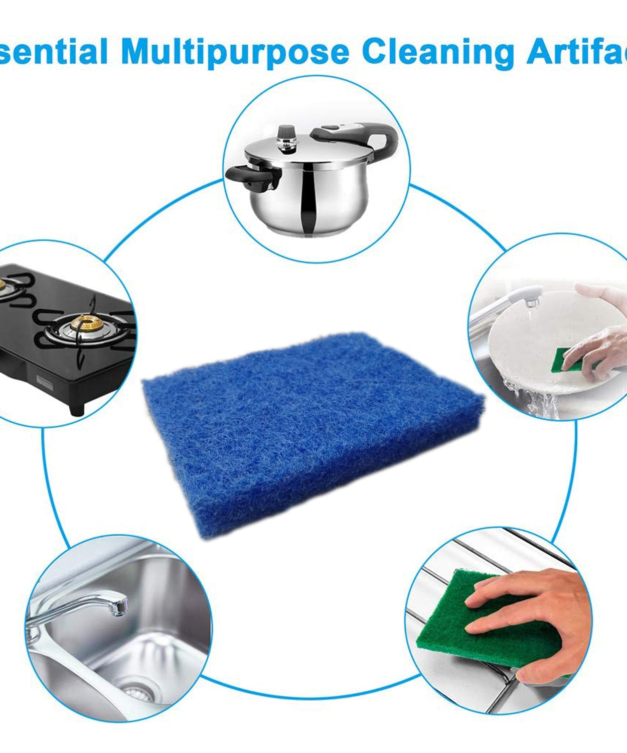 Pack of 4 green scrubber pads for various cleaning tasks