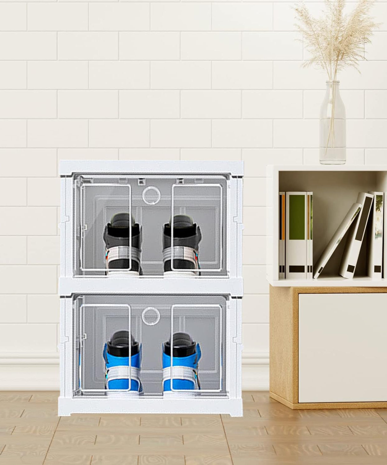 Stackable Multifunctional Storage, for Clothes Foldable Drawer Shelf Basket Utility Cart Rack Storage Organizer Cart for Kitchen, Pantry Closet, Bedroom, Bathroom, Laundry (2 / Layer 1 Pc)