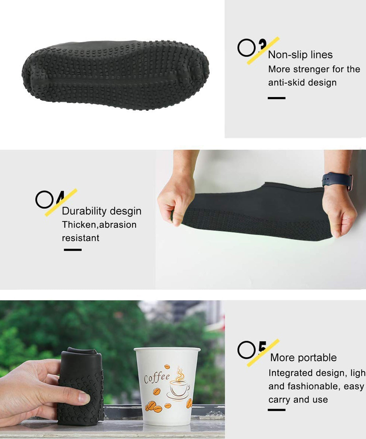 Non-Slip Silicone Rain Reusable Anti skid Waterproof Fordable Boot Shoe Cover ( Large )