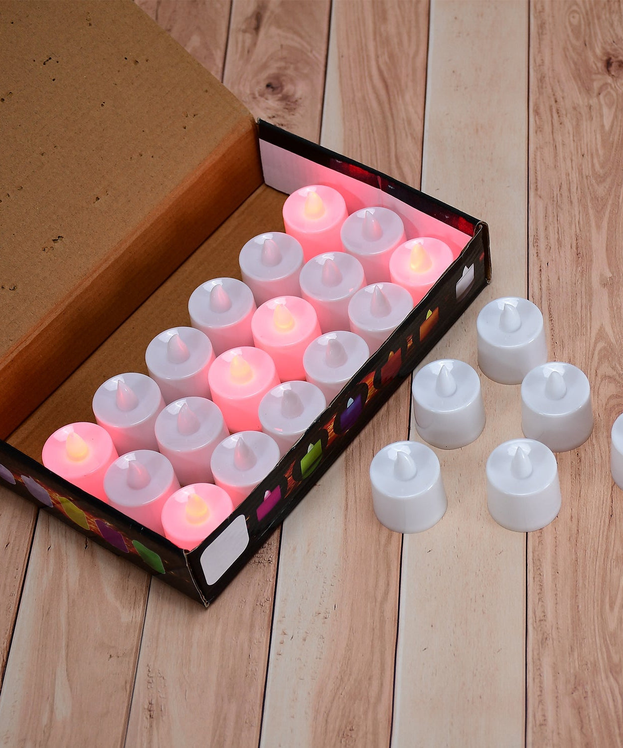 Red LED tealight candles pack of 24