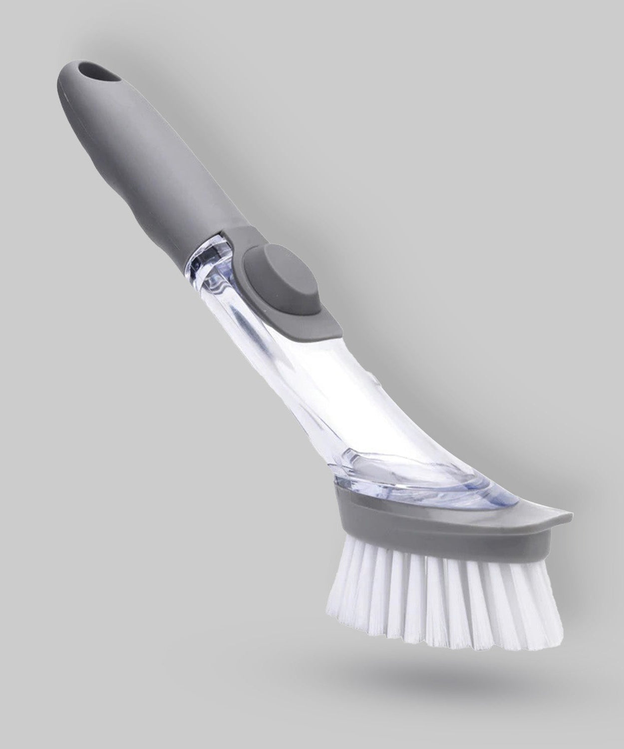 Soap dispensing dish scrubber, includes handle and 3 replacement heads