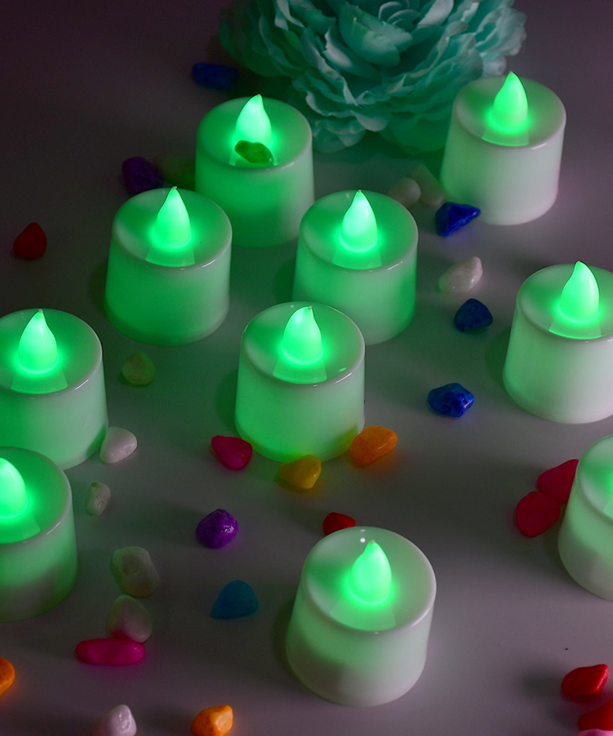 Green LED flameless tealights