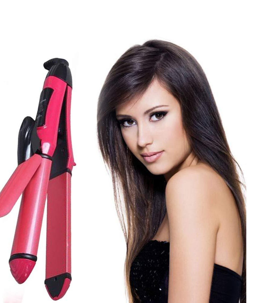 2-in-1 hair straightener and curler for women.
