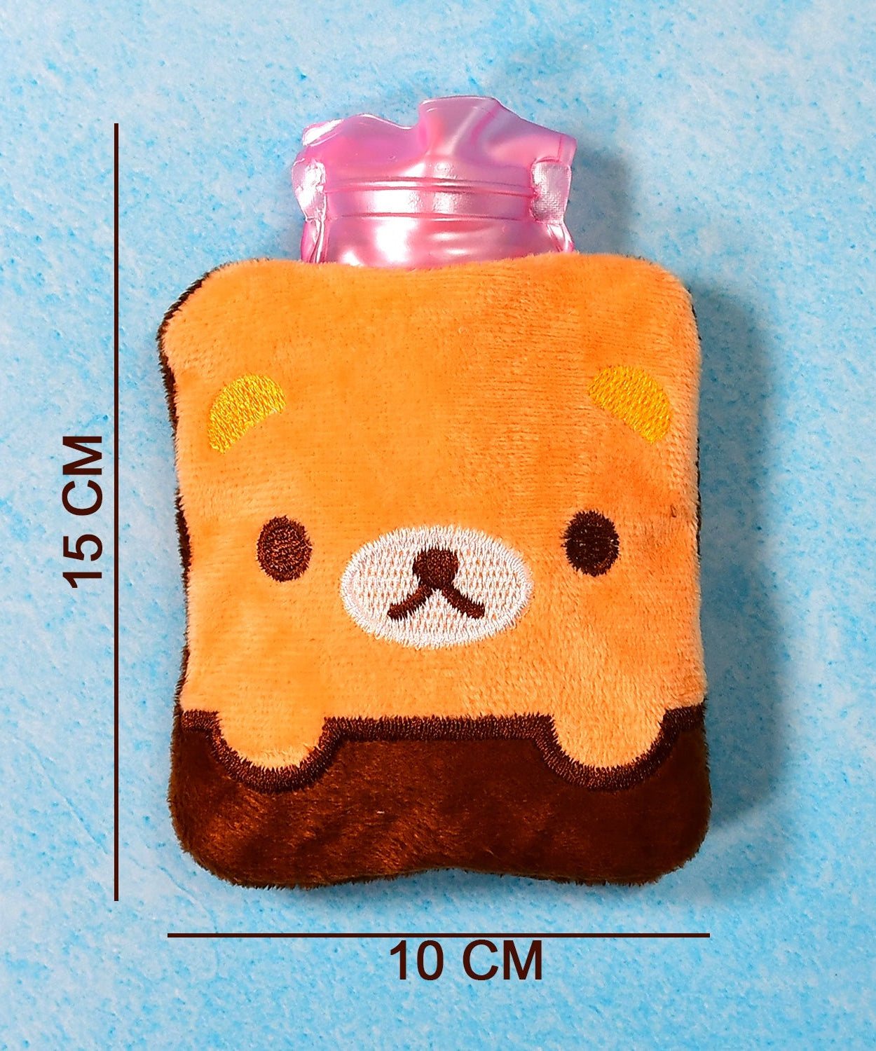 Brown panda print hot water bottle for pain relief