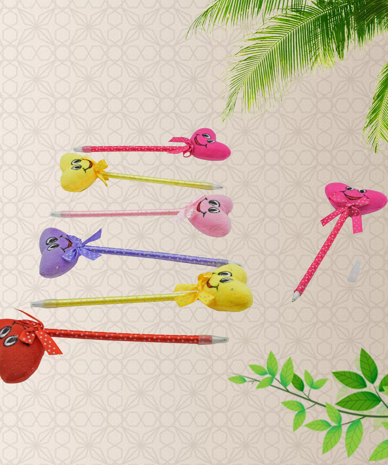 Cute Cartoon Shape & Heart Design Facy Writting Pen Attached Rattle | Ball Pen Smooth Writing For Wedding , Events & Multiuse Pen  Best Pen l Use for Kids (12 Pcs Set Mix Design & Color)